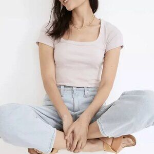 Madewell Squareneck Crop Top Mauve, S